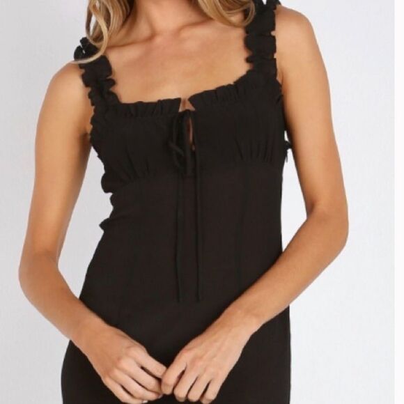 Stone Cold Fox Brooks Black Maxi Dress Ruffle Straps Sz M - Picture 3 of 10